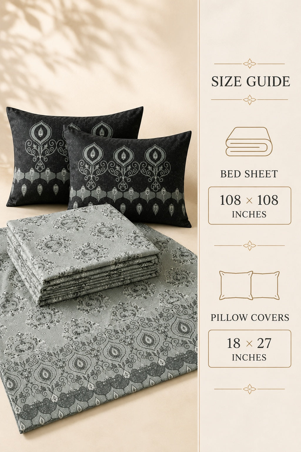 Blush Rose Botanical Bloom Premium Cotton Bedsheet Set | Elegant Floral Print with 2 Pillow Covers