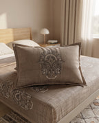 Warm Sand Beige Paisley Bedsheet Set – Elegant Indian Heritage Motif Print with 2 Pillow Covers