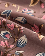 Mocha Bloom Floral Cotton Bedsheet Set – Vintage Botanical Print with 2 Pillow Covers