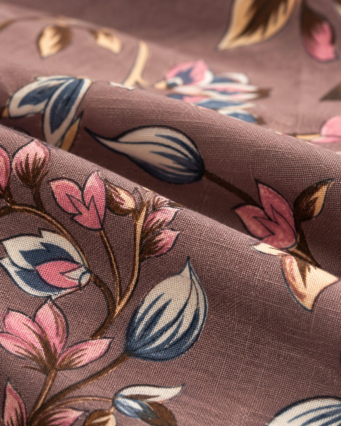 Mocha Bloom Floral Cotton Bedsheet Set – Vintage Botanical Print with 2 Pillow Covers
