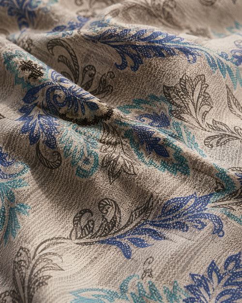 Blue Floral Heritage Bedsheet Set – Elegant Indian Motif Print with 2 Pillow Covers