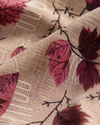 Burgundy Autumn Leaf Cotton Bedsheet Set – Vintage Botanical Print with 2 Pillow Covers