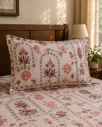 Blush Heritage Floral Cotton Bedsheet Set – Vintage Indian Print with 2 Pillow Covers