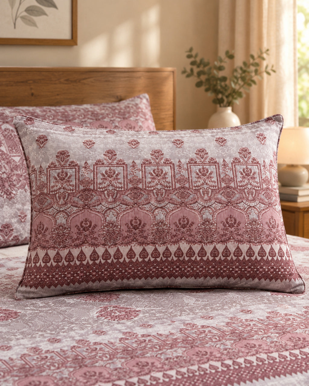 Rosewood Paisley Cotton Bedsheet Set – Vintage Paris Heritage Print with 2 Pillow Covers