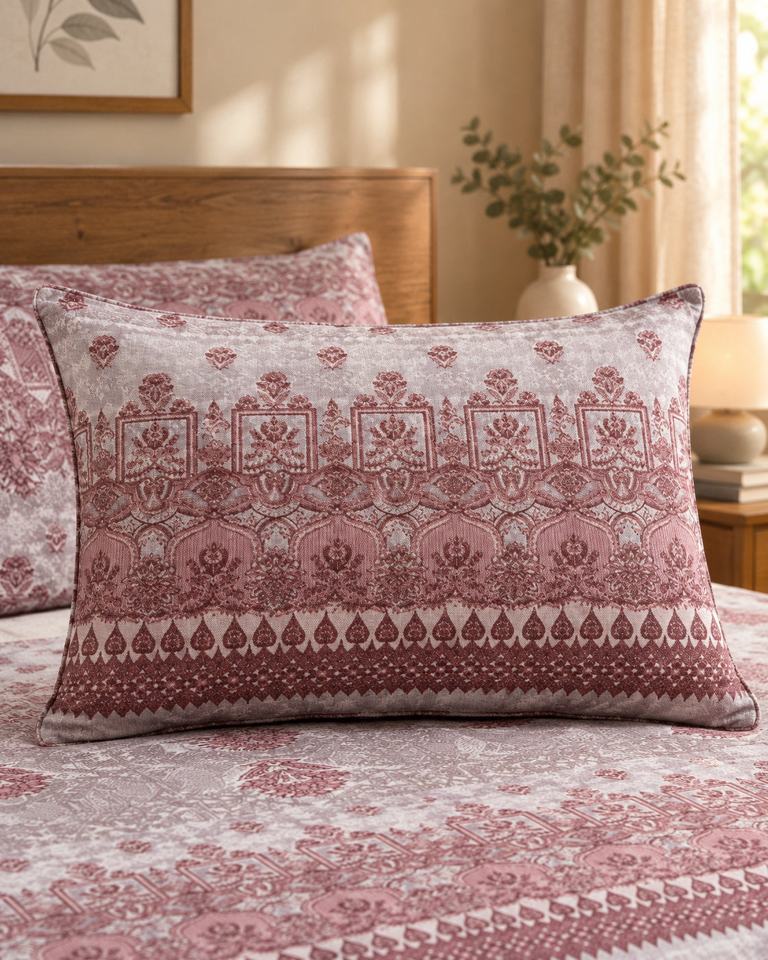 Rosewood Paisley Cotton Bedsheet Set – Vintage Paris Heritage Print with 2 Pillow Covers