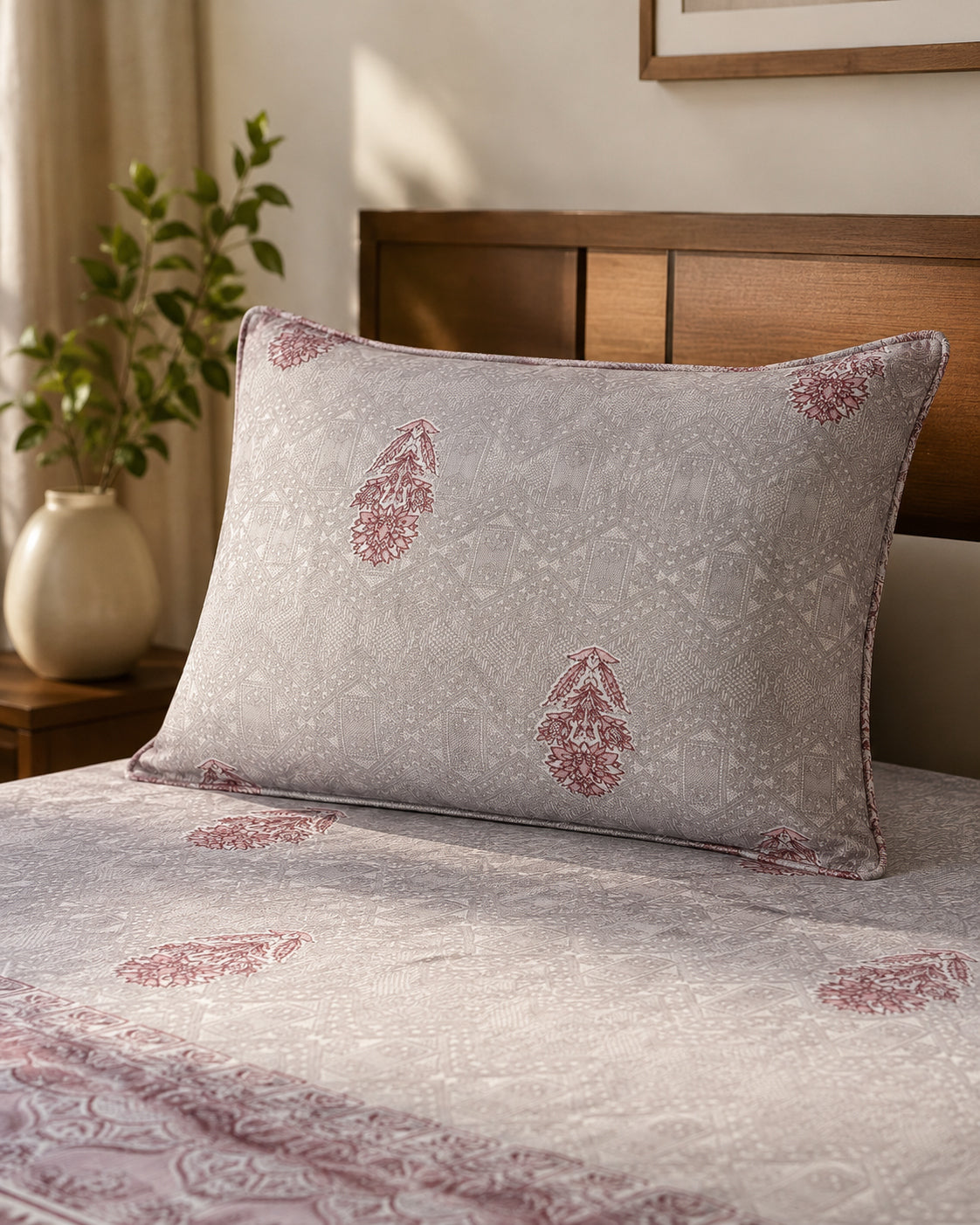 Rosewood Paisley Cotton Bedsheet Set – Vintage Paris Heritage Print with 2 Pillow Covers