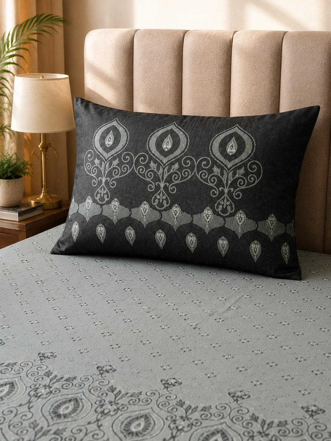 Blush Rose Botanical Bloom Premium Cotton Bedsheet Set | Elegant Floral Print with 2 Pillow Covers