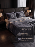 Charcoal Slate Mandala Bedsheet Set – Elegant Indian Heritage Medallion Print with 2 Pillow Covers
