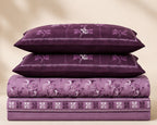 Lavender Floral Bedsheet Set – Elegant Botanical Bloom Print with Paris Heritage Design & 2 Pillow Covers
