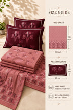 Dusty Rose Floral Bedsheet Set – Elegant Botanical Print with 2 Pillow Covers
