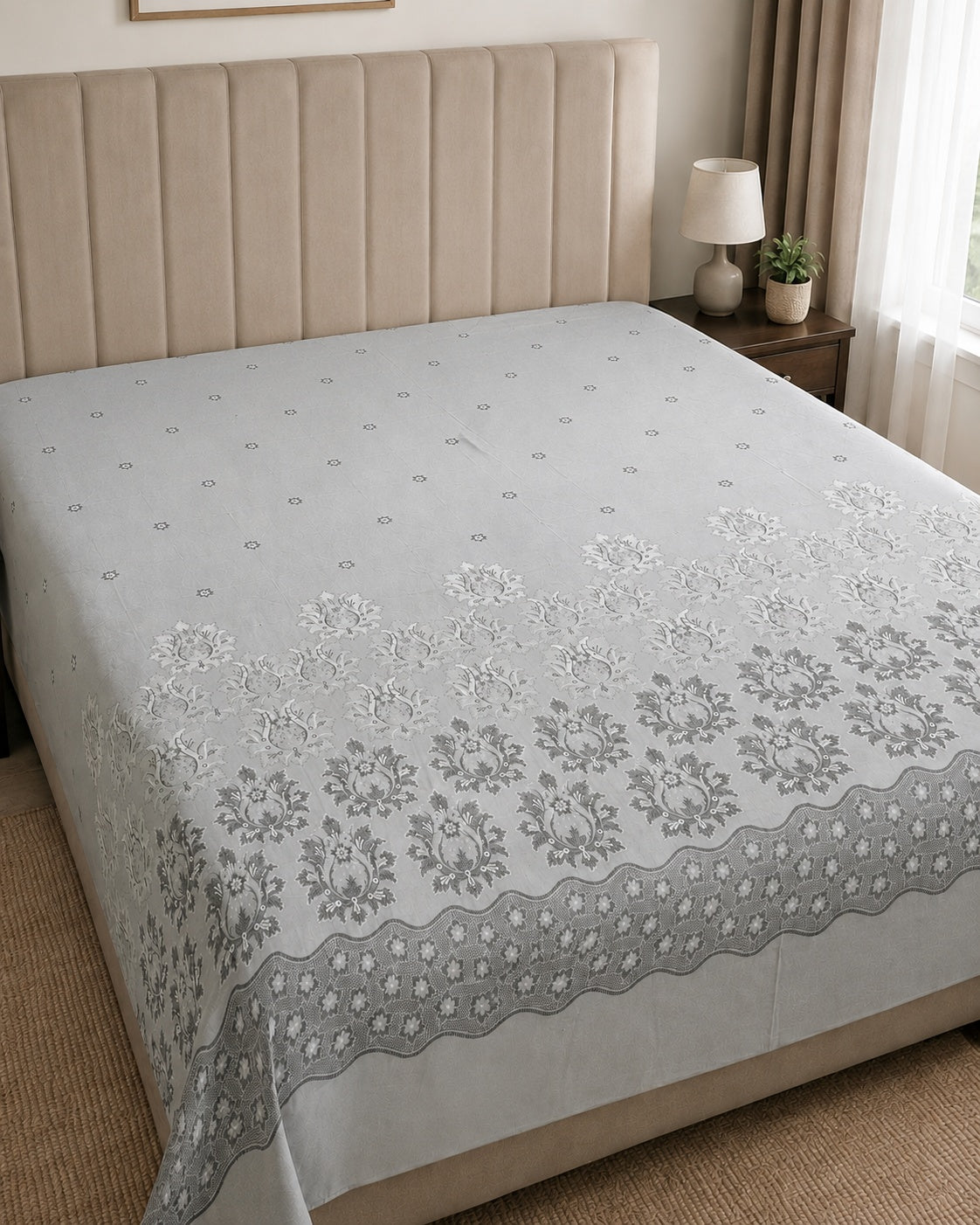 Blush Rose Botanical Bloom Premium Cotton Bedsheet Set | Elegant Floral Print with 2 Pillow Covers