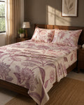 Vintage Floral Print Cotton Bedsheet Set with 2 Pillow Covers – Blush Botanical