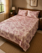 Vintage Floral Print Cotton Bedsheet Set with 2 Pillow Covers – Blush Botanical