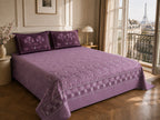 Lavender Floral Bedsheet Set – Elegant Botanical Bloom Print with Paris Heritage Design & 2 Pillow Covers