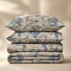 Blue Floral Heritage Bedsheet Set – Elegant Indian Motif Print with 2 Pillow Covers