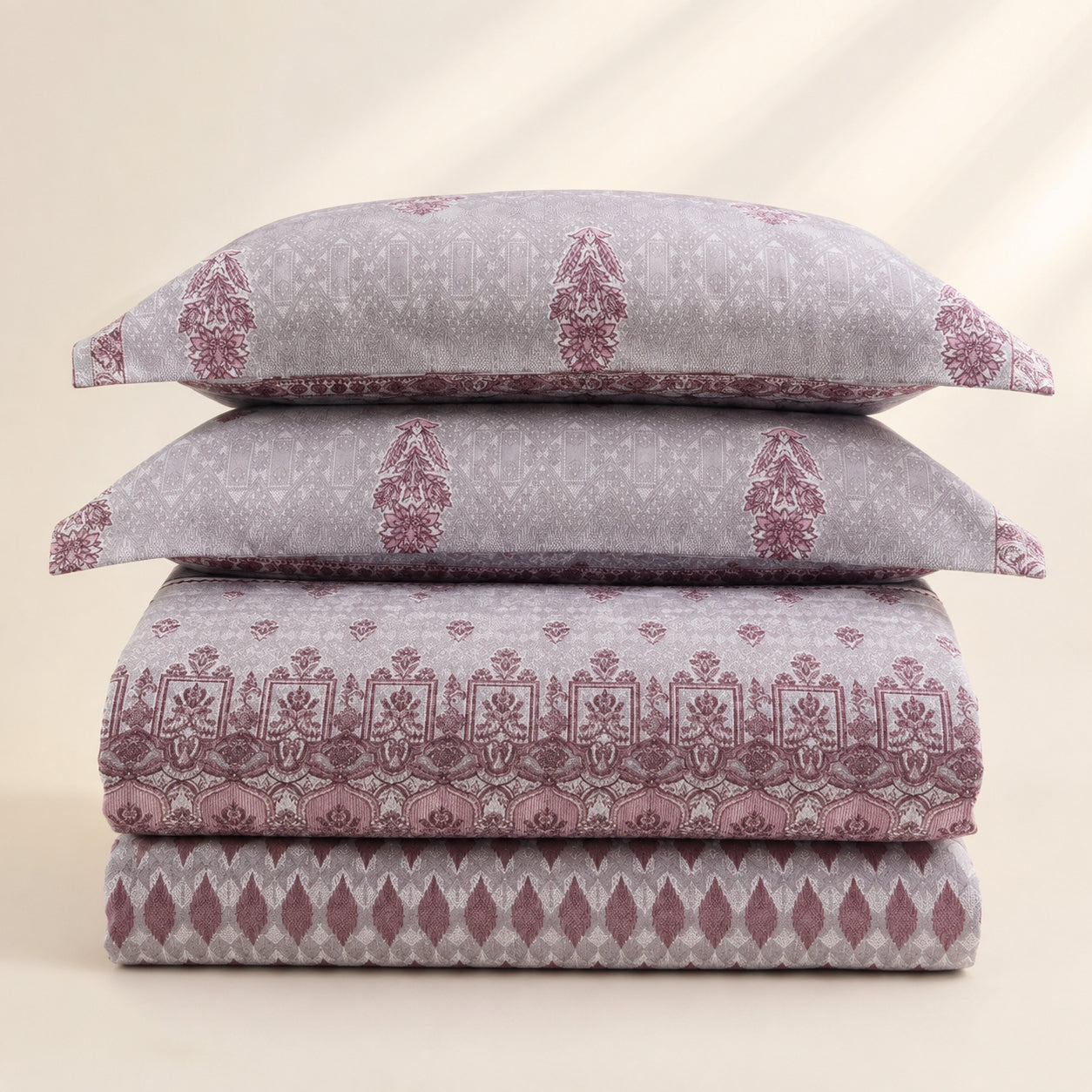 Rosewood Paisley Cotton Bedsheet Set – Vintage Paris Heritage Print with 2 Pillow Covers