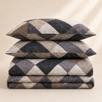 Charcoal Geo Cotton Bedsheet Set – Modern Abstract Geometric Print with 2 Pillow Covers