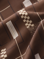 Espresso Brown Geometric Bedsheet Set – Japanese Contemporary Abstract Print with 2 Pillow Covers